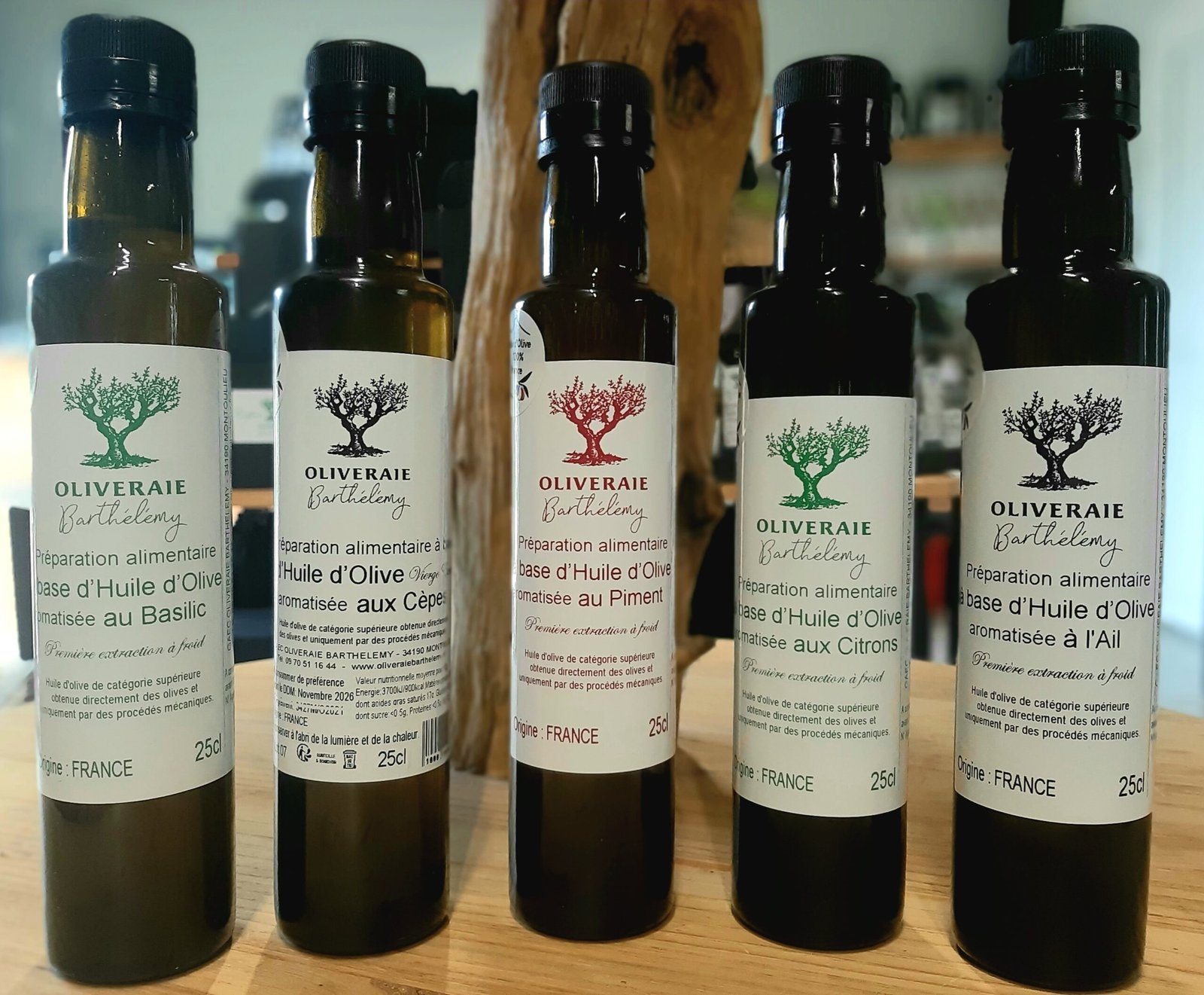 Huiles d'Olives Aromatisées - Oliveraie Barthélémy, Montoulieu